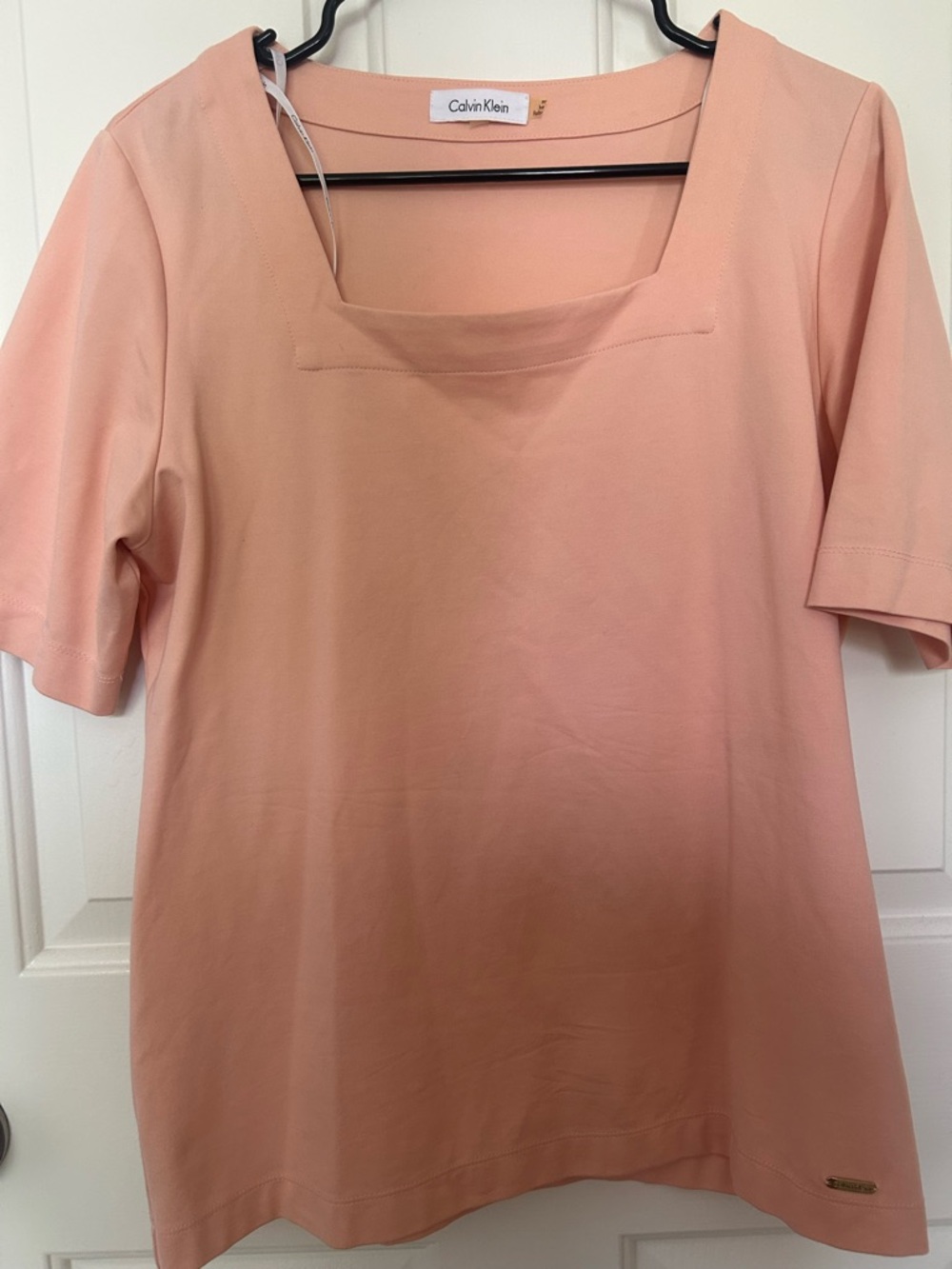 Calvin Klein Peach Square Neck Short Sleeve Tee